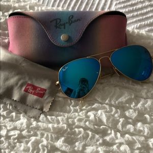 Ray Ban Aviator Blue Reflective Sunglasses